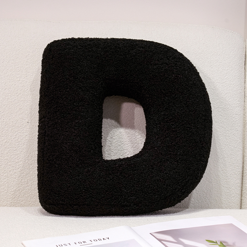 I Love U Soft Seat Cushion Black English Letters Plush Pillow For Back Support Sofa Chair Plushie D 9