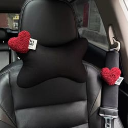 car pillow ice silk mesh new cute cartoon red lover hearts auto seat headrest for women