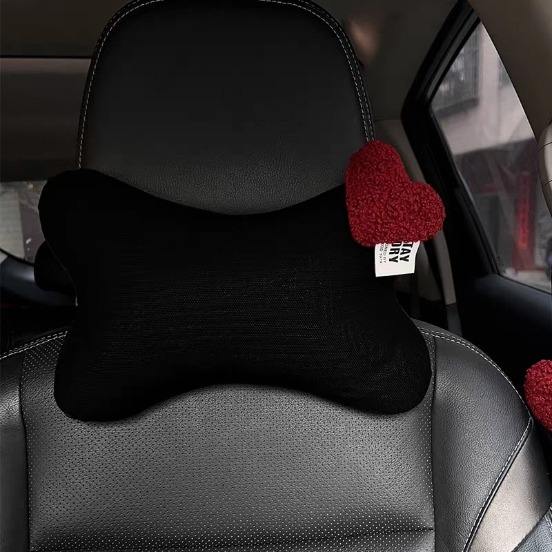 Car Pillow Ice Silk Mesh New Cute Cartoon Red Lover Hearts Auto Seat Headrest For Women 2
