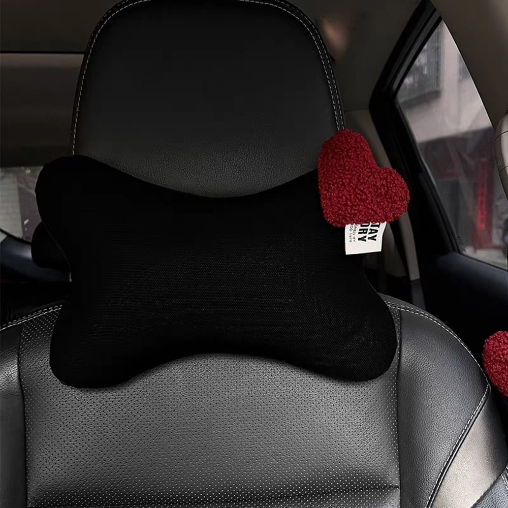 Car Pillow Ice Silk Mesh New Cute Cartoon Red Lover Hearts Auto Seat Headrest For Women 6