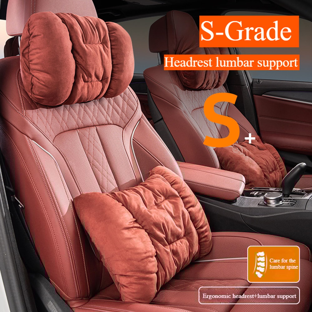 Suede Comfortable Neck Protection Pillow HighEnd Plush Car Headrest Soft Waist Cushion For Vehicle 1
