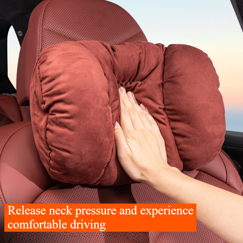 Suede Comfortable Neck Protection Pillow HighEnd Plush Car Headrest Soft Waist Cushion For Vehicle 4