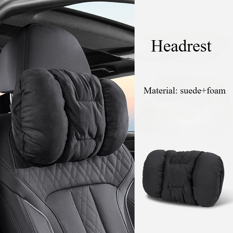 Suede Comfortable Neck Protection Pillow HighEnd Plush Car Headrest Soft Waist Cushion For Vehicle 5