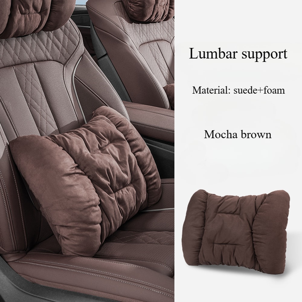 Suede Comfortable Neck Protection Pillow HighEnd Plush Car Headrest Soft Waist Cushion For Vehicle 6
