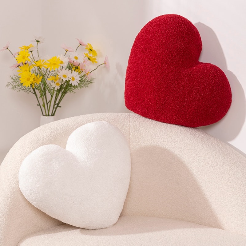 Heart Shape Throw Pillow Cushion, Red Plush Doll Kids Toy Lover Gift for Wedding Party Decor