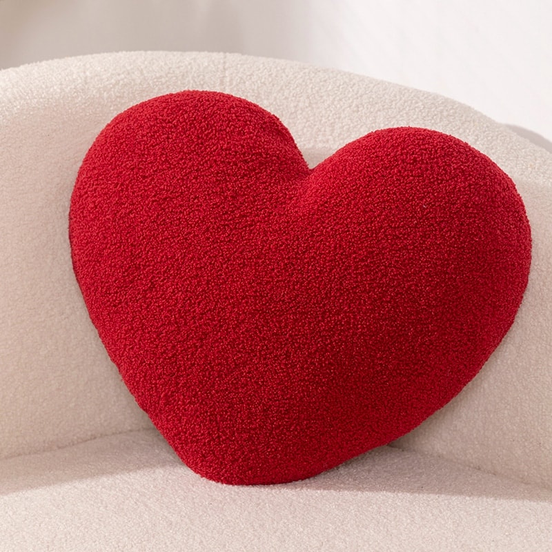 Heart Shape Throw Pillow Cushion, Red Plush Doll Kids Toy Lover Gift for Wedding Party Decor