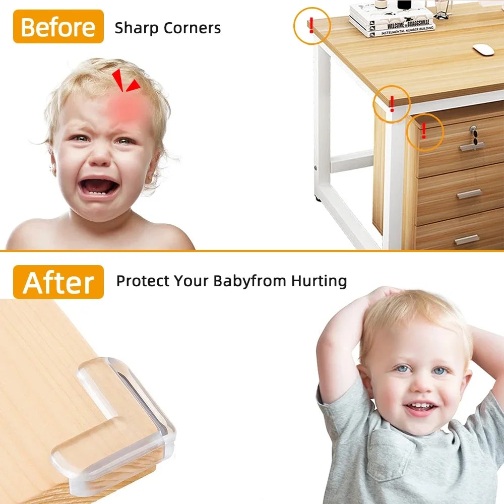 Set High Resistant Adhesive Gel Baby Proof Guards Clear Silicone Furniture Corner Protection 1