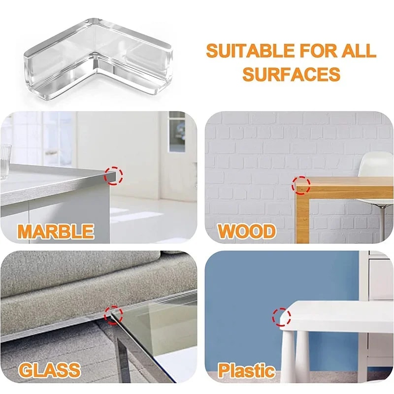 Set High Resistant Adhesive Gel Baby Proof Guards Clear Silicone Furniture Corner Protection 2