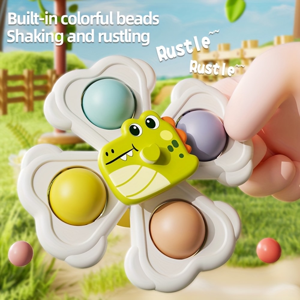 Suction Cup Spinning Top Toy, Colorful Cartoon Animal for Desktop and Wall Use