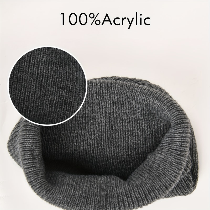 Soft Elastic Warm Knitted Beanie Hat, Windproof Cycling Skull Cap for Men and Women, Perfect for Hiking and Camping