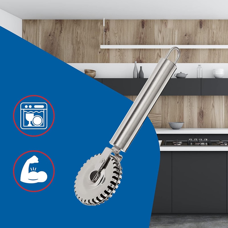 Stainless Steel Cutter Wheel for Perfect Pasta Cutting, Sealing, and Crimping Dough
