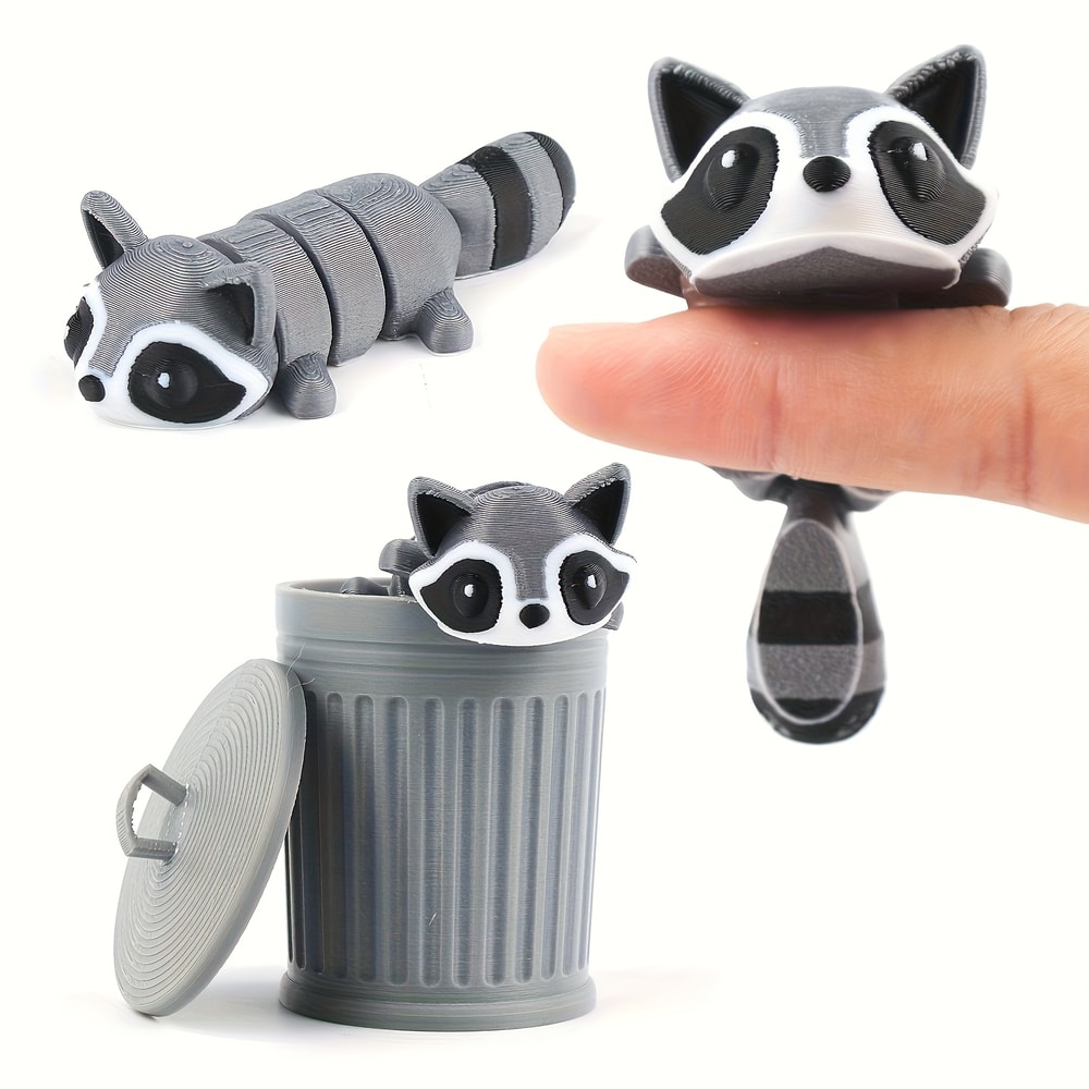 Movable Trash Can Decoration, Indoor and Outdoor Raccoon Statue for Home and Office Use