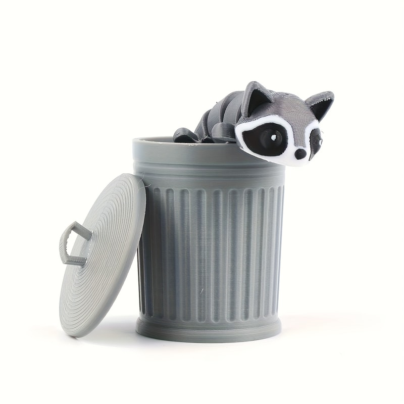 Movable Trash Can Decoration, Indoor and Outdoor Raccoon Statue for Home and Office Use
