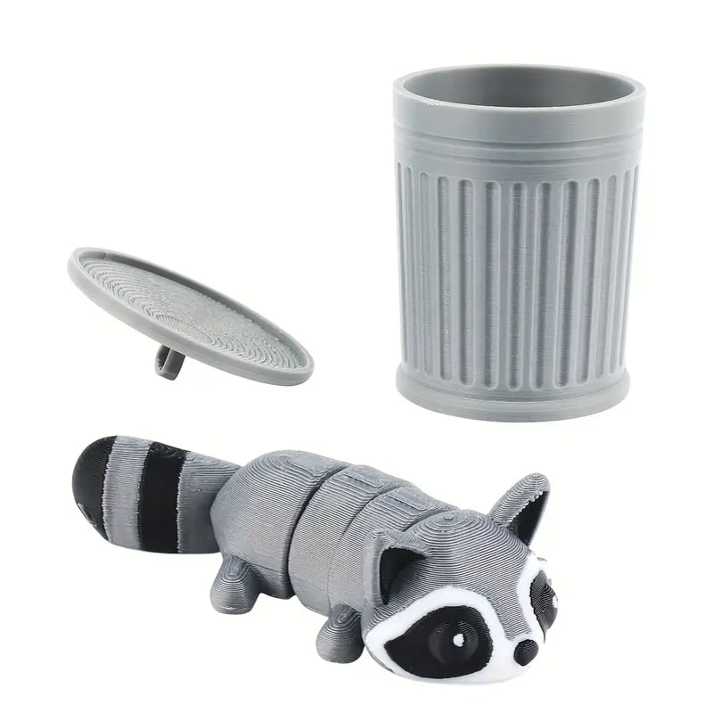 Movable Trash Can Decoration, Indoor and Outdoor Raccoon Statue for Home and Office Use