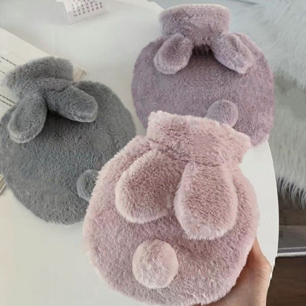 Cute Plush Rabbit Hand Feet Warmer with Cover for Winter, Reusable Explosion-Proof Hot Water Jug Bottle