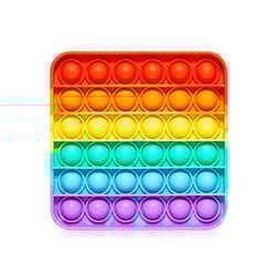rainbow push bubble fidget toy square sensory stress relief toy for autism, anxiety, stress for kids and adults
