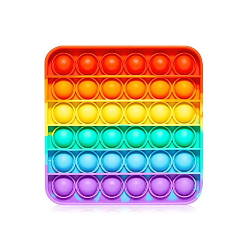 Rainbow Push Bubble Fidget Toy Square Sensory Stress Relief Toy for Autism, Anxiety, Stress for Kids and Adults