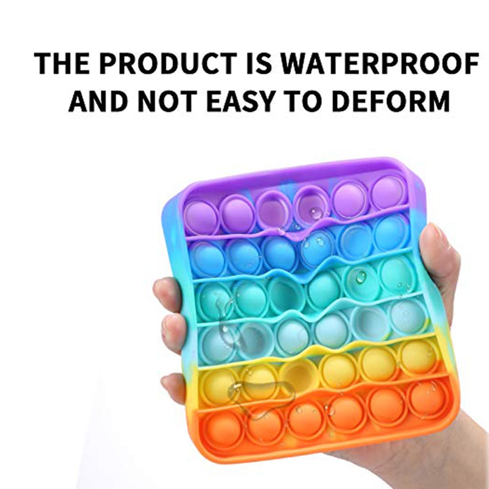 Rainbow Push Bubble Fidget Toy Square Sensory Stress Relief Toy for Autism, Anxiety, Stress for Kids and Adults