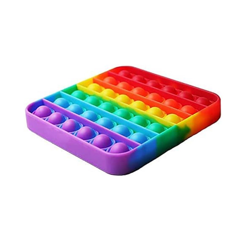 Rainbow Push Bubble Fidget Toy Square Sensory Stress Relief Toy for Autism, Anxiety, Stress for Kids and Adults