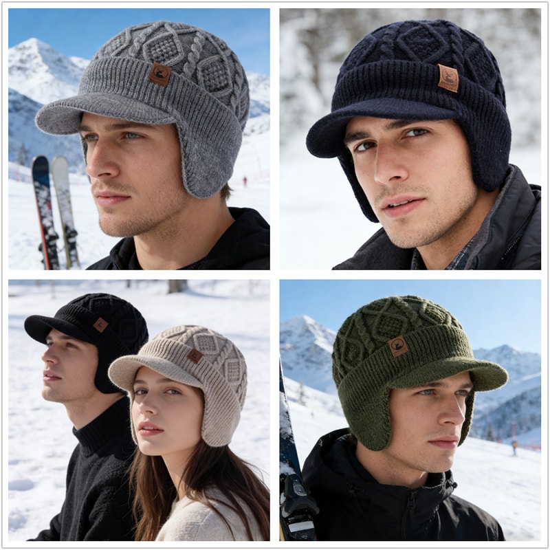 Stylish Soft Beanie Hat, New Unisex Winter Hat with Plush Fur Lined Earflaps for Outdoor Ski Sports