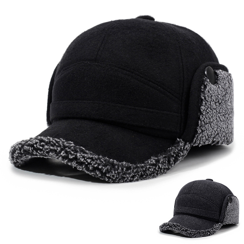 Men's Lei Feng Hat, Warm Autumn and Winter Outdoor Fleece Baseball Cap for Fathers and Elderly