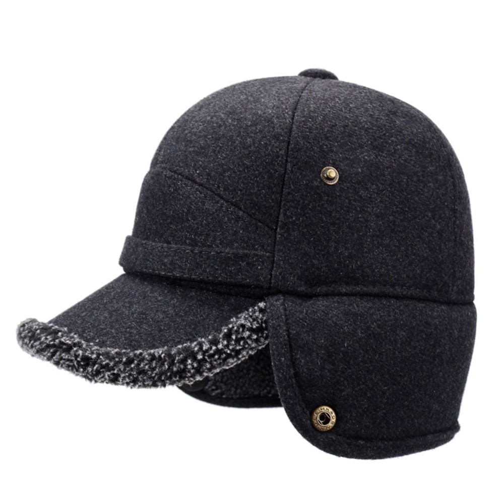 Men's Lei Feng Hat, Warm Autumn and Winter Outdoor Fleece Baseball Cap for Fathers and Elderly