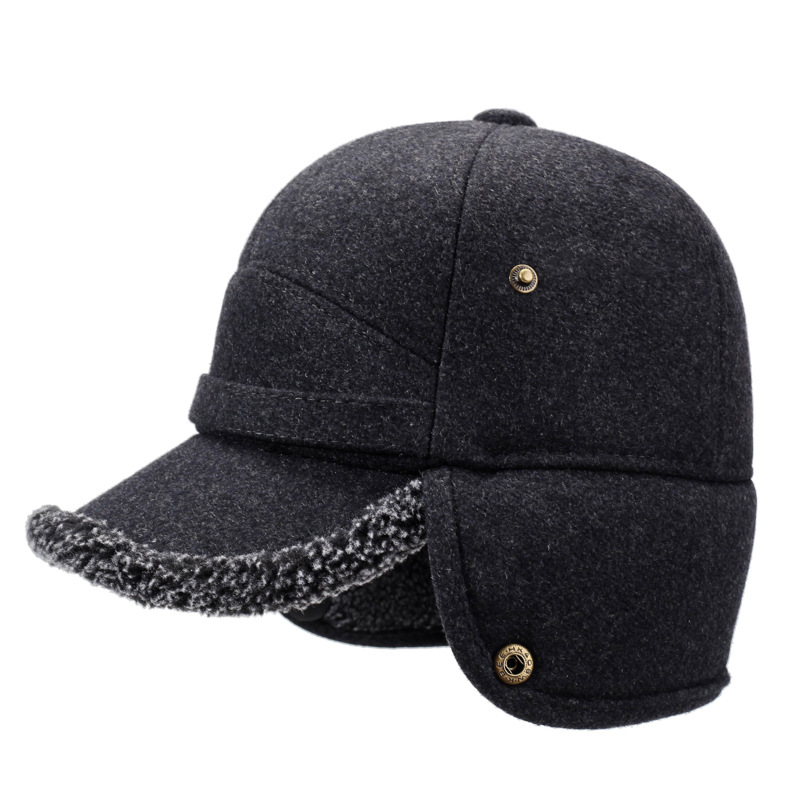 Men's Lei Feng Hat, Warm Autumn and Winter Outdoor Fleece Baseball Cap for Fathers and Elderly