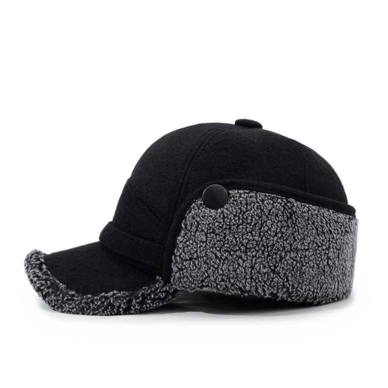 Men's Lei Feng Hat, Warm Autumn and Winter Outdoor Fleece Baseball Cap for Fathers and Elderly
