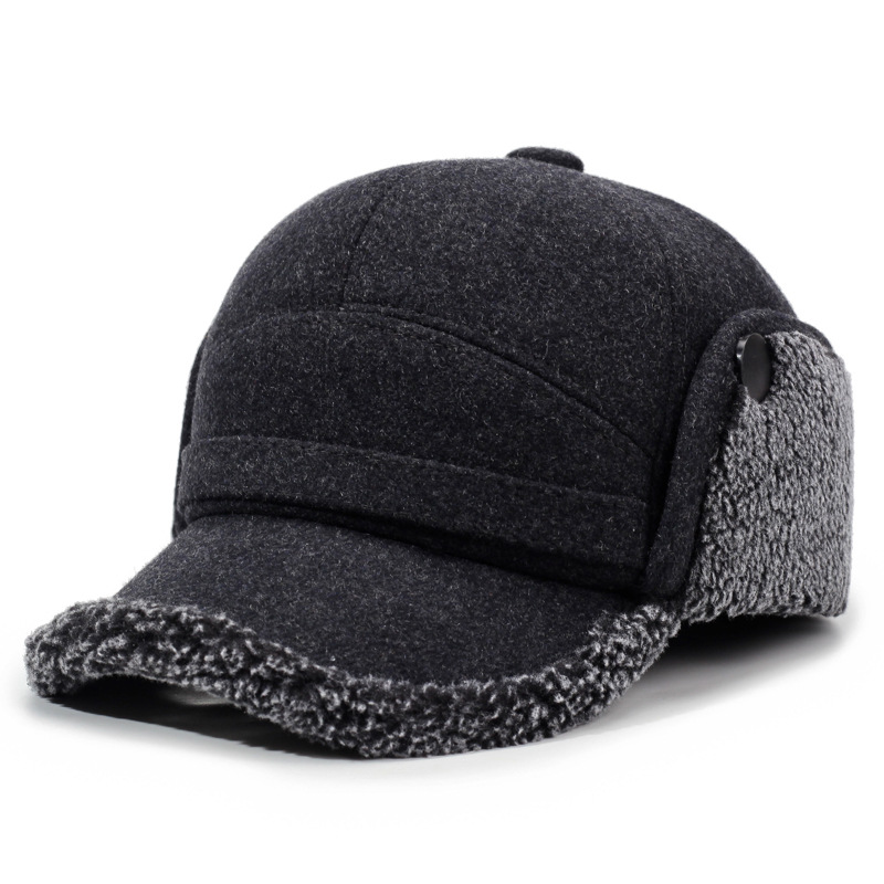 Men's Lei Feng Hat, Warm Autumn and Winter Outdoor Fleece Baseball Cap for Fathers and Elderly