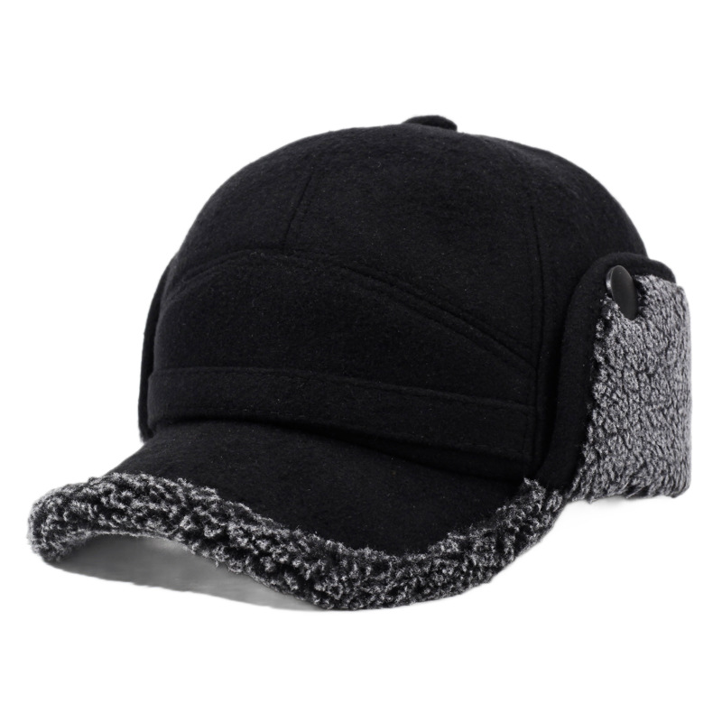 Men's Lei Feng Hat, Warm Autumn and Winter Outdoor Fleece Baseball Cap for Fathers and Elderly