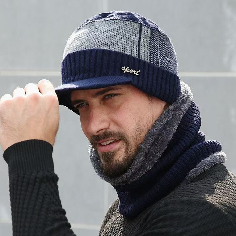 Plush Fur Lined Winter Hat Cap Winter Warm Suit Classic Hat For Male Outdoor Use 7