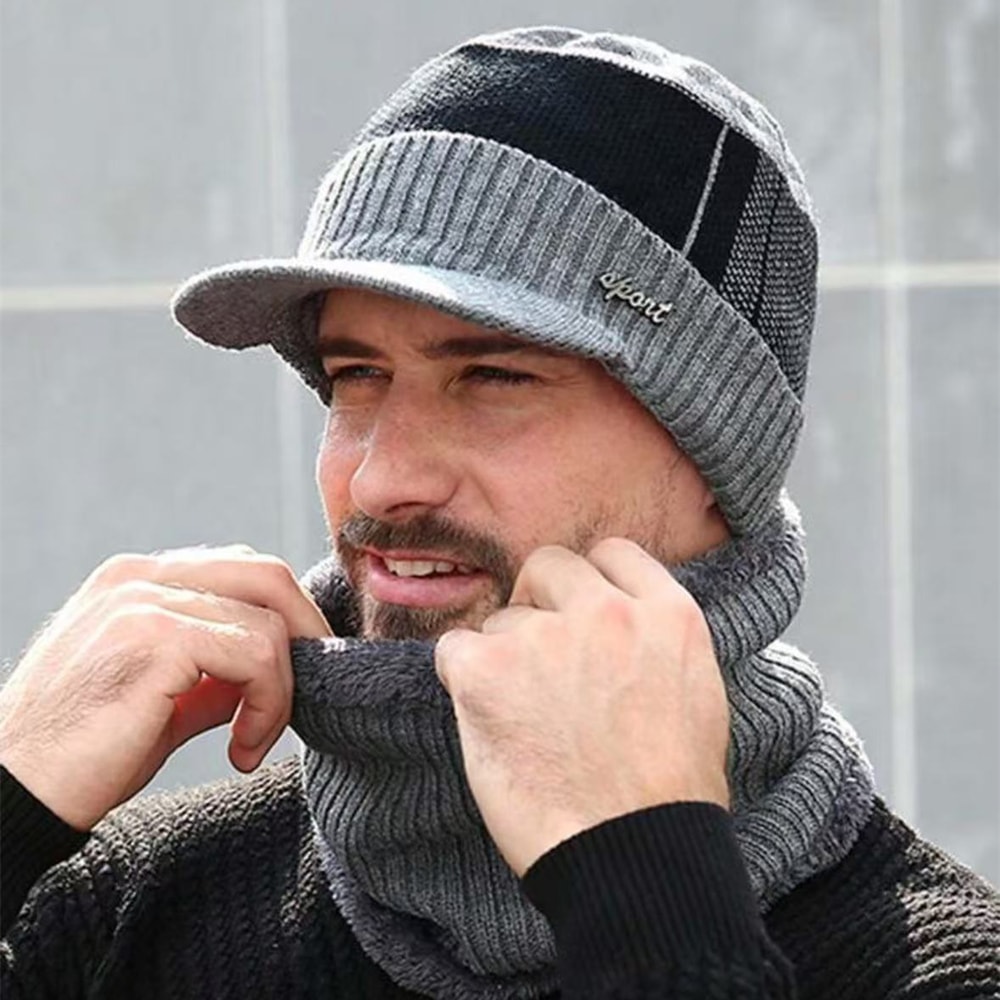 Plush Fur Lined Winter Hat Cap Winter Warm Suit Classic Hat For Male Outdoor Use 9