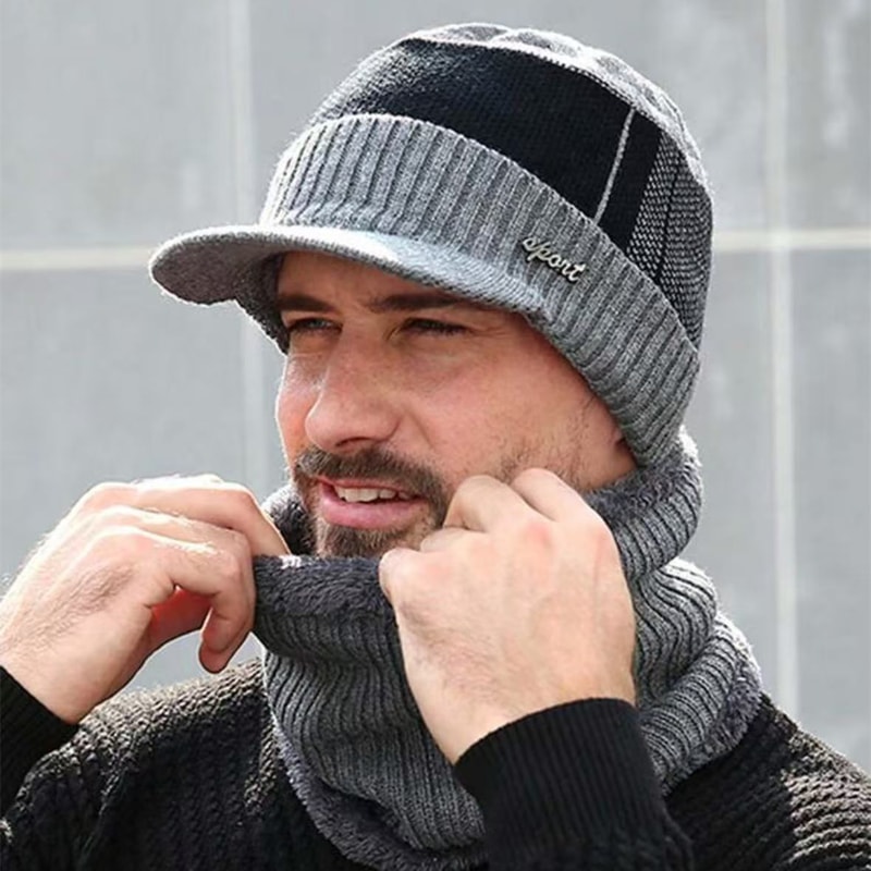 Plush Fur Lined Winter Hat Cap Winter Warm Suit Classic Hat For Male Outdoor Use 9