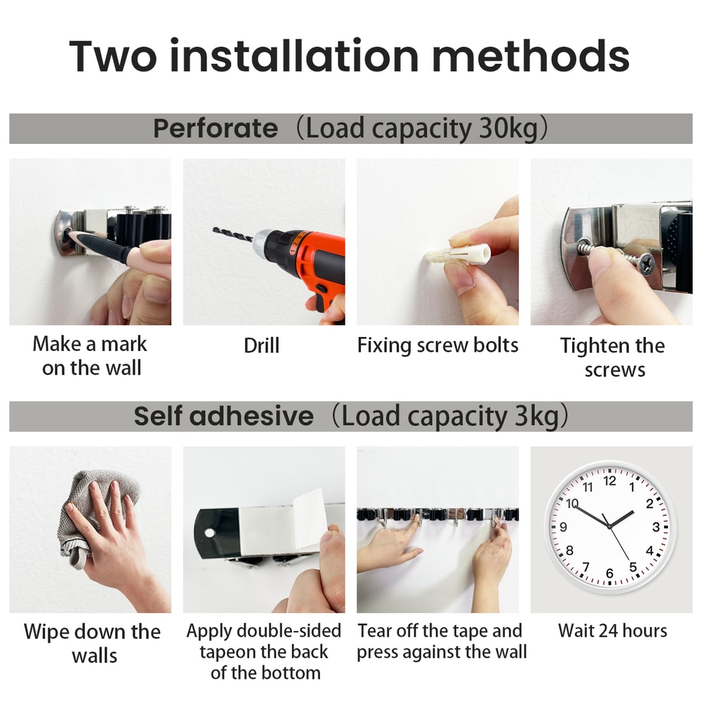 Wall-Mounted Stainless Steel Organizer, Non-Slip Rack Storage for Kitchen, Laundry, Home & Garden