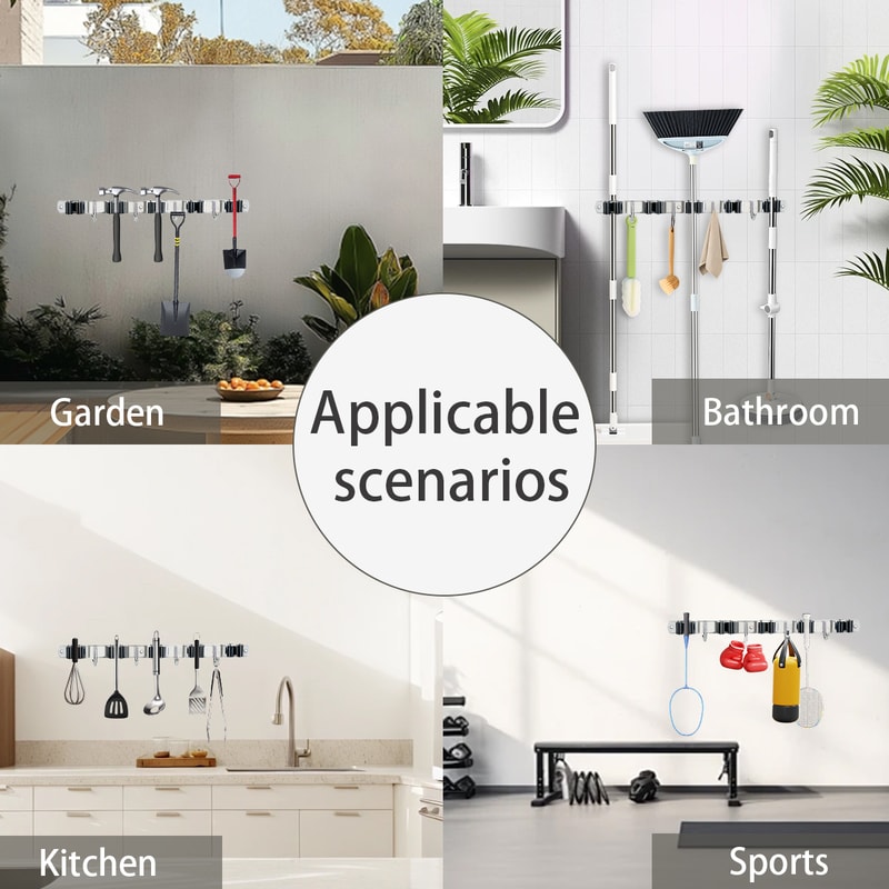 Wall-Mounted Stainless Steel Organizer, Non-Slip Rack Storage for Kitchen, Laundry, Home & Garden