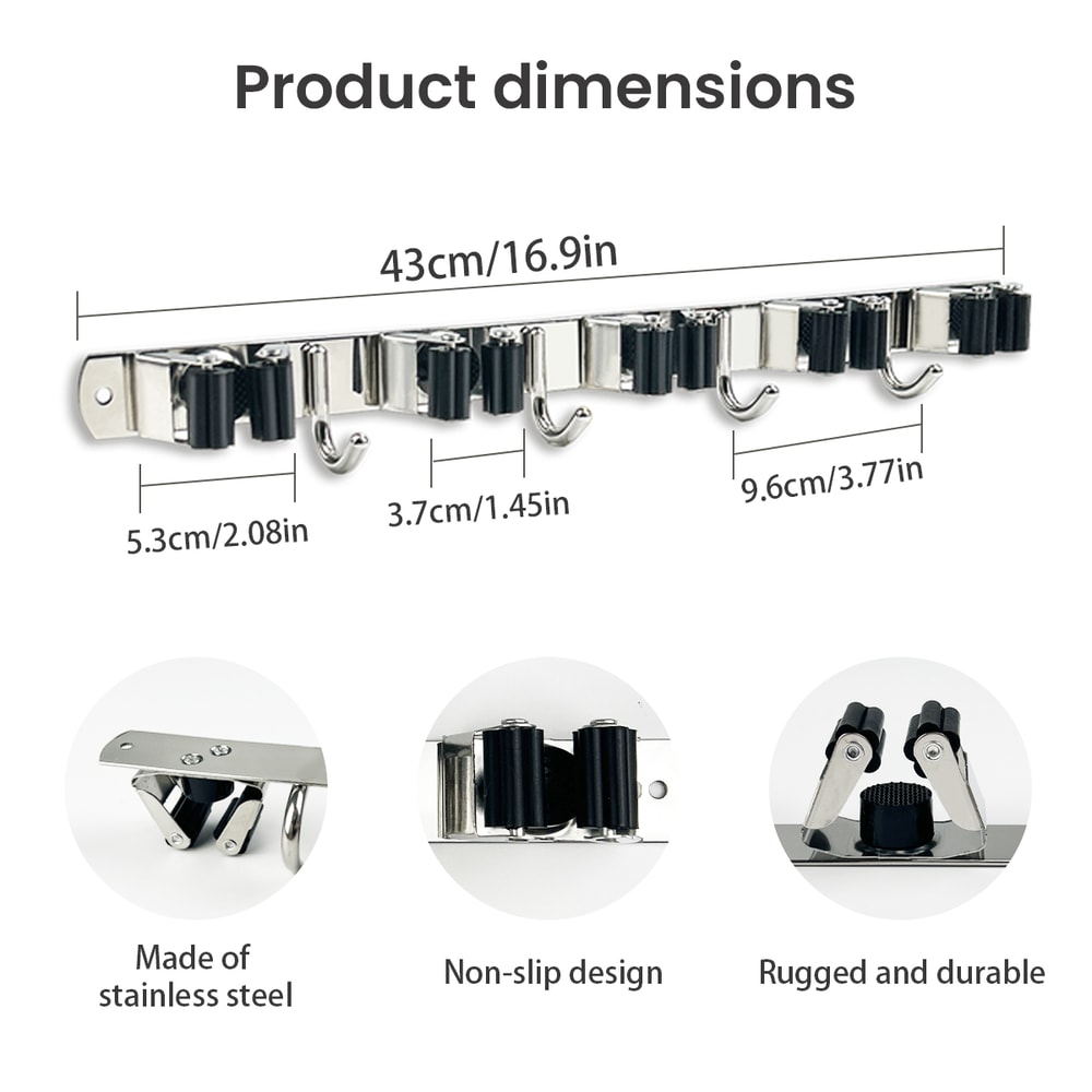 Wall-Mounted Stainless Steel Organizer, Non-Slip Rack Storage for Kitchen, Laundry, Home & Garden