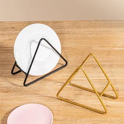 coaster holder stand, insulation pad storage rack, dish triangle support, black kitchen storage
