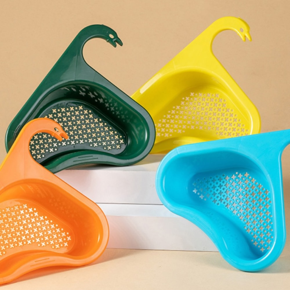 Multi Functional Swan Drain Basket Non Punching Kitchen Sink Filter Frame for Fruit and Vegetable Washing
