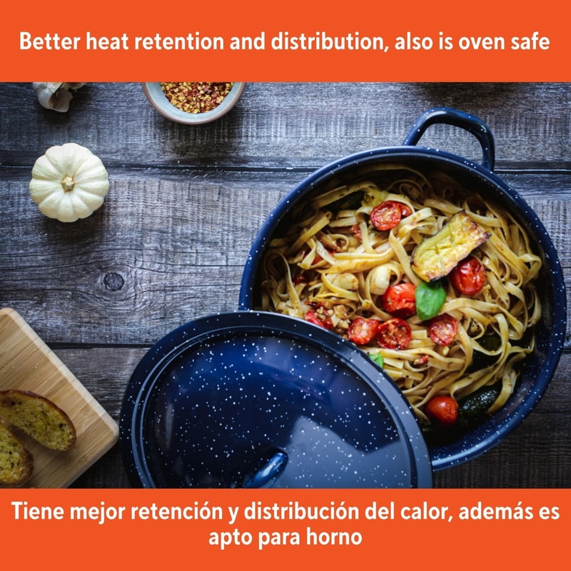 Oven Safe Enamel Stock Pot For Cooking Soups And Stews Durable Steel With Double Handles 4