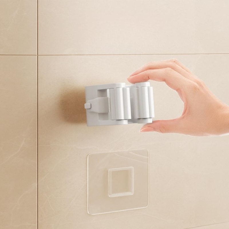 Anti-Slip Perforated Mop Holder, Waterproof and Moisture-Proof for Bathroom