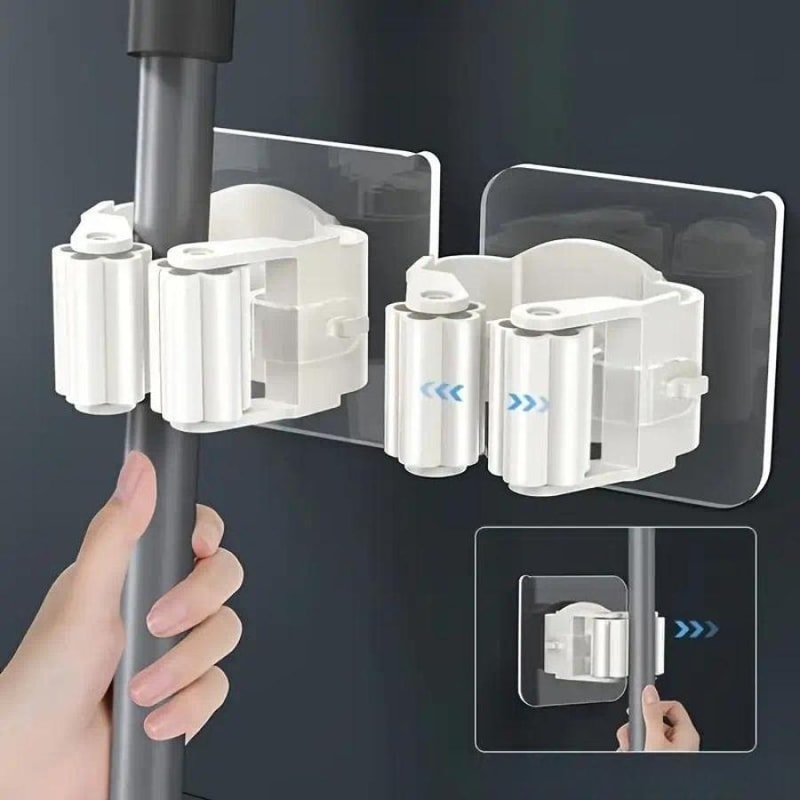 Anti-Slip Perforated Mop Holder, Waterproof and Moisture-Proof for Bathroom