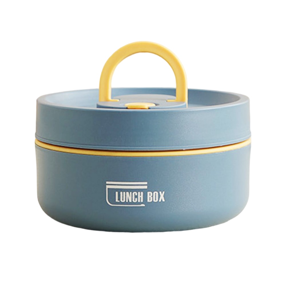 Leakproof Stainless Steel Lunch Box with Lid, Thermal Round Picnic Lunchbox, Food Containers with Folding Handle