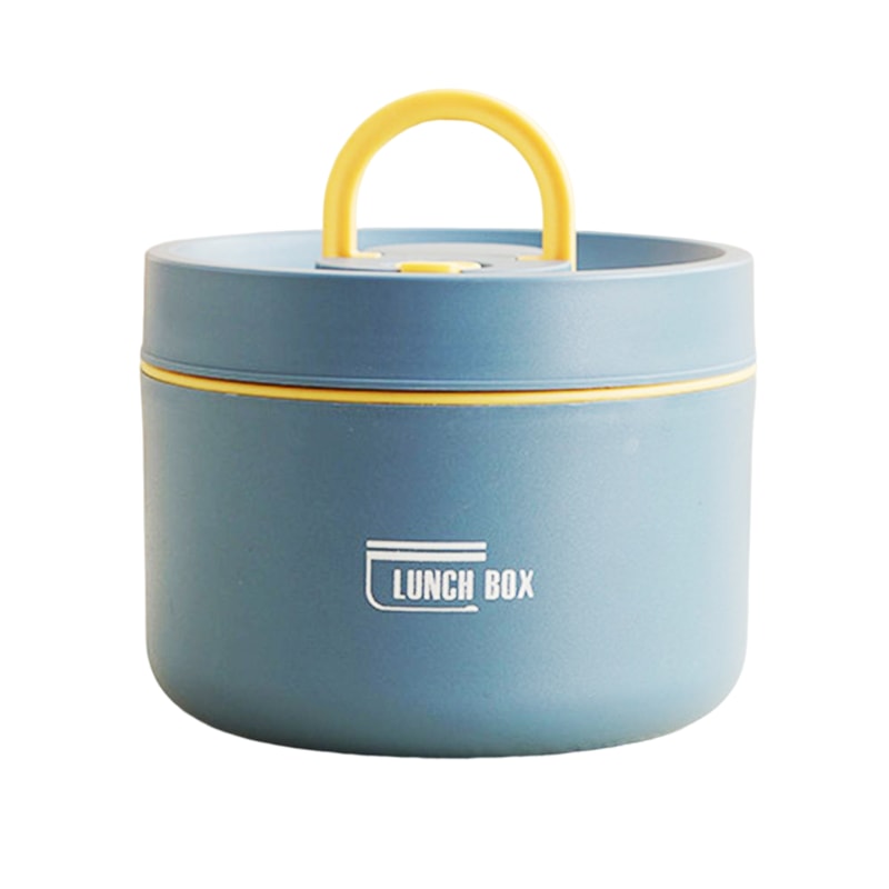 Leakproof Stainless Steel Lunch Box with Lid, Thermal Round Picnic Lunchbox, Food Containers with Folding Handle