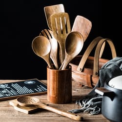 cooking wooden utensils for cooking, teak wooden kitchen utensils set