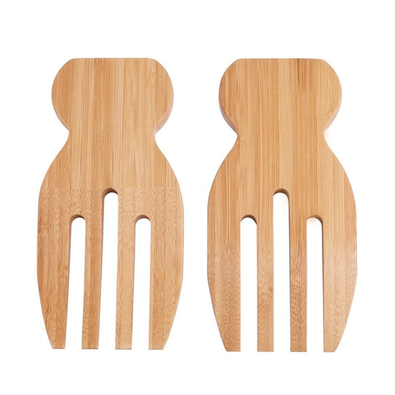 Bamboo Salad Hands, Large Salad Servers for Fruit and Pasta, Mixing Fork Claws, Cooking Helper Gadget