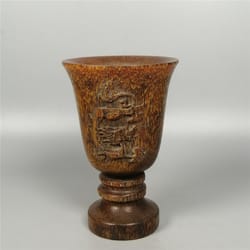 hand carved cup ornaments, natural chinese antique artifacts, traditional home decor for collectible interior design