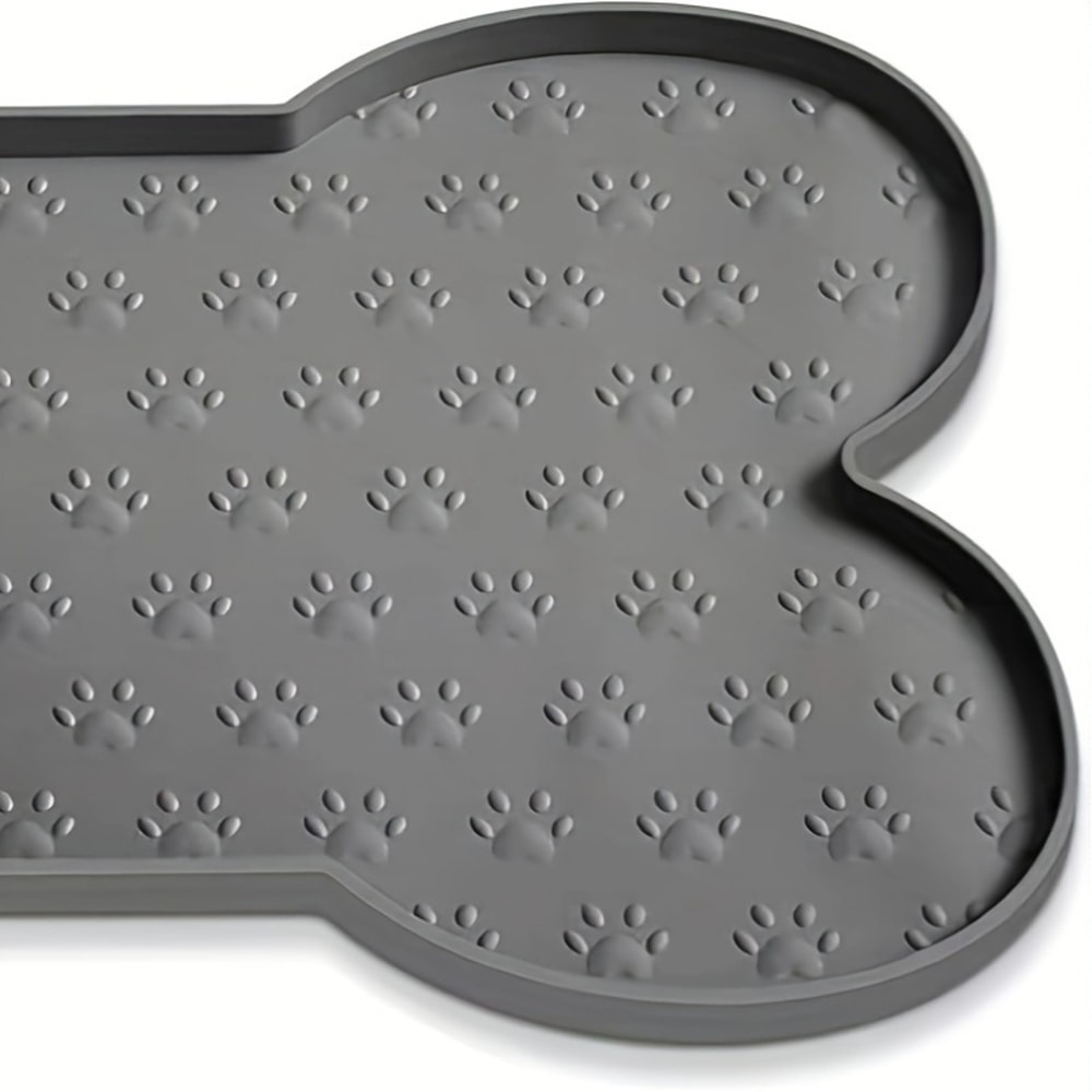 Non-Slip Silicone Dog Feeding Mat, Washable Winter Pet Food Pad, Waterproof Bowl Pad with Raised Edges