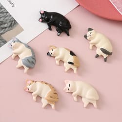mini sleeping cat statues, mini figures for dollhouse room, home decor desk accessories
