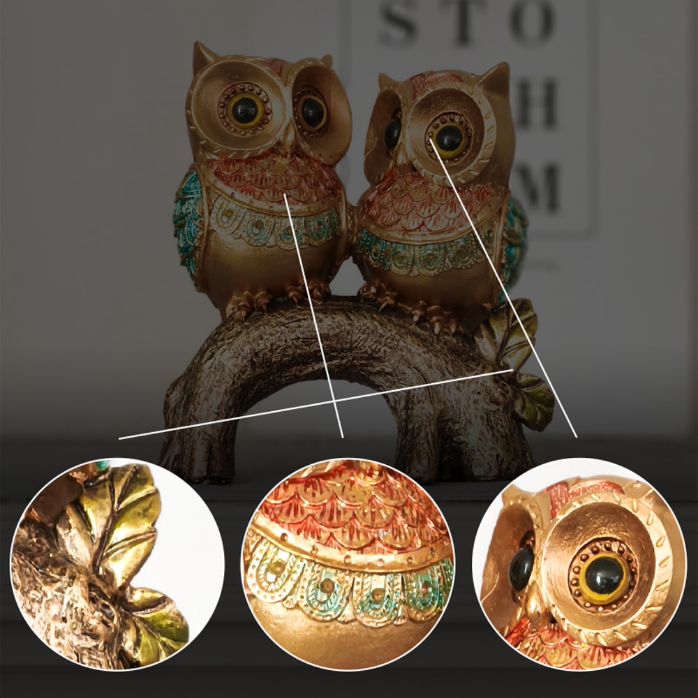 Craft Decorative Owl Resin Statue for Luxury Study Desk and Bedroom decor