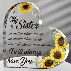 acrylic bestie or sister gift, sunflower friendship present for birthdays & thank yous